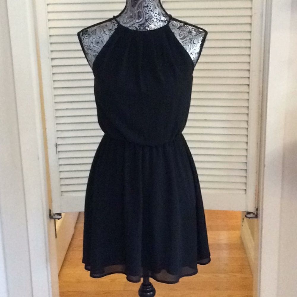 G By Guess Chiffon Open Back Lined Halter Dress Xs - image 1